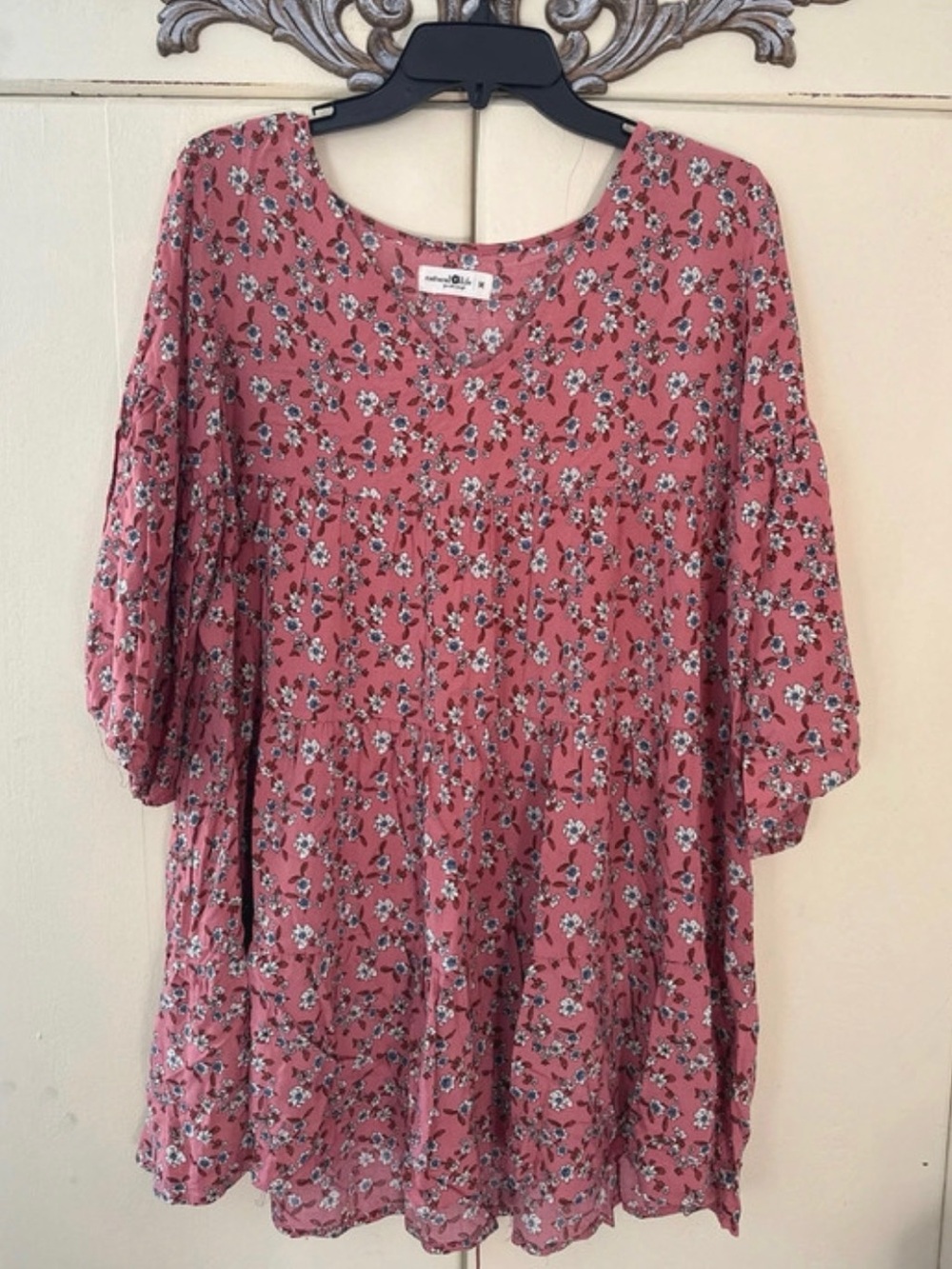 NATURAL LIFE Mauve Pink Floral Babydoll Tunic/Dress
